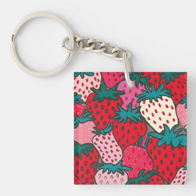Strawberry Pattern Key Ring (Front)