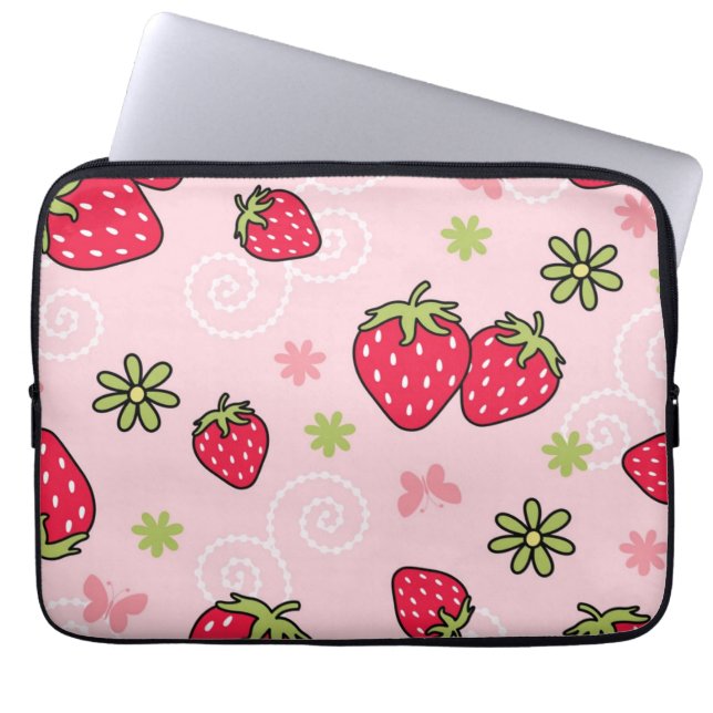Strawberry pattern laptop sleeve (Front)