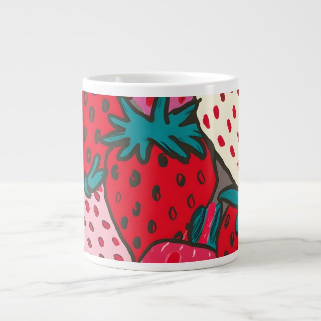 Strawberry Pattern Large Coffee Mug (Front)