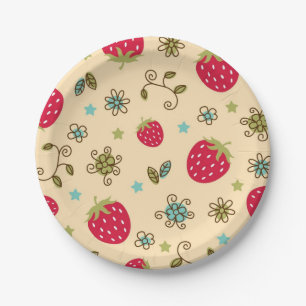 Strawberry pattern paper plate