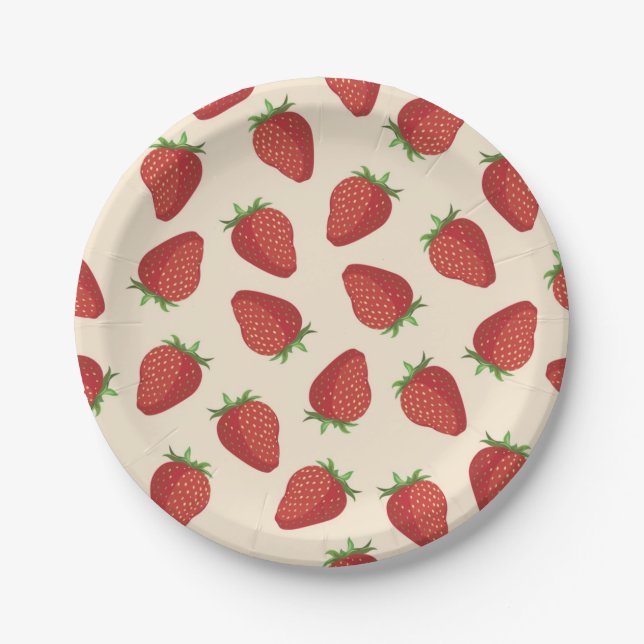Strawberry pattern paper plate (Front)