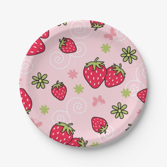 Strawberry pattern paper plate (Front)
