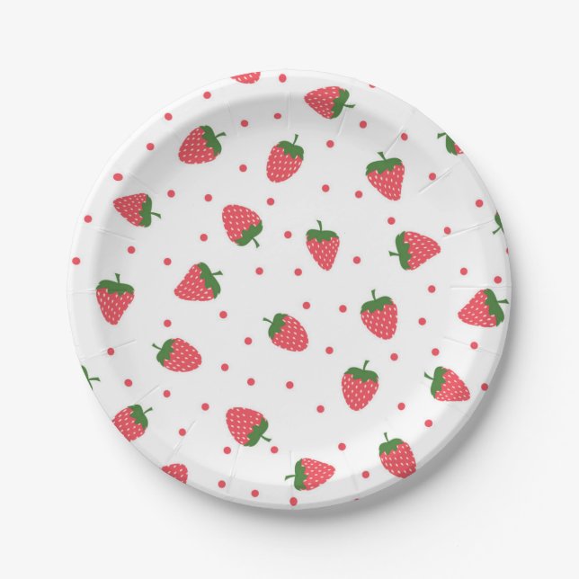 Strawberry pattern paper plate (Front)