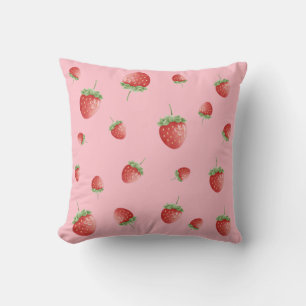 Strawberry Pattern Pink Cushion