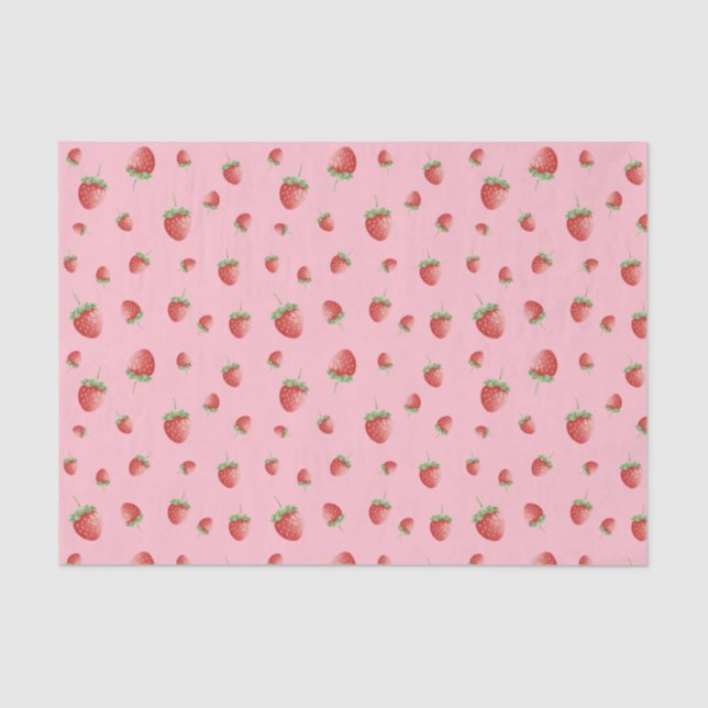 Strawberry Pattern Pink Tissue Paper (Front)