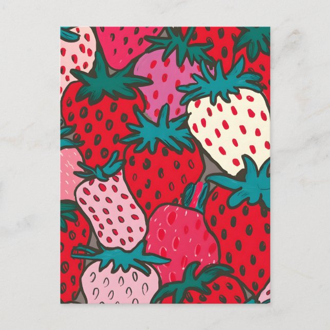 Strawberry Pattern Postcard (Front)