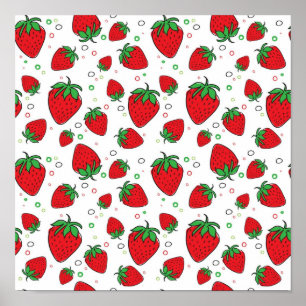 Strawberry pattern poster