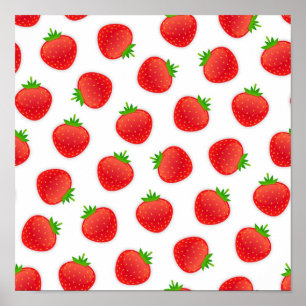 Strawberry pattern poster