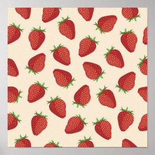 Strawberry pattern poster