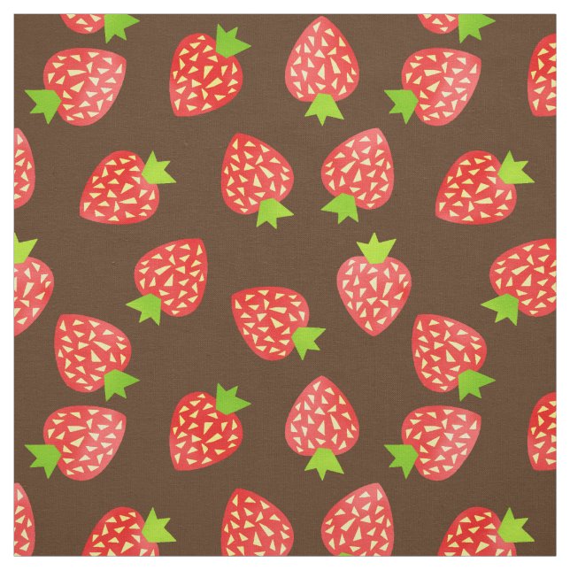 Strawberry Pattern Pretty Brown or Custom Colour Fabric (Swatch)