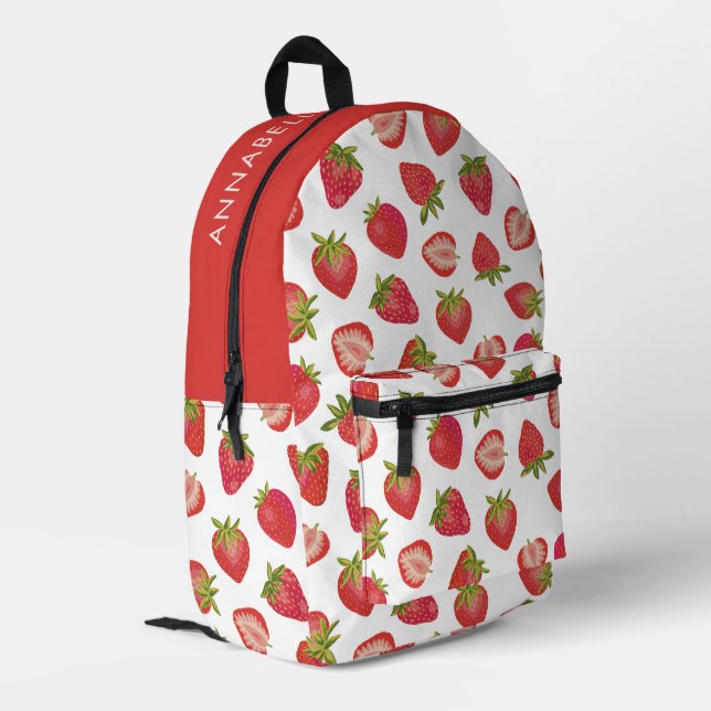 Strawberry pattern printed backpack (Back Corner Left)