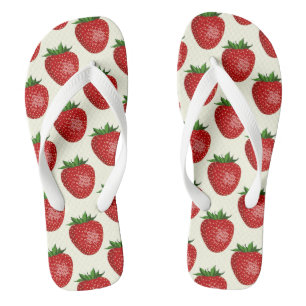 Strawberry Pattern, Red Strawberries, Fruit, Leaf Thongs