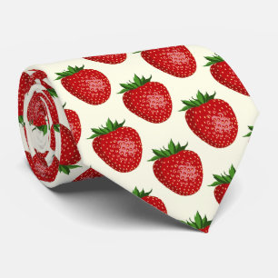 Strawberry Pattern, Red Strawberries, Fruit, Leaf Tie