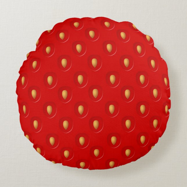 Strawberry Pattern Round Cushion (Front)