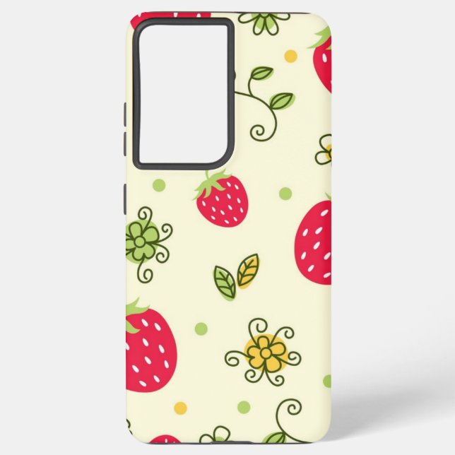 Strawberry pattern samsung galaxy s21 ultra case (Back)