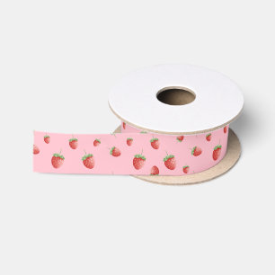 Strawberry Pattern Satin Ribbon