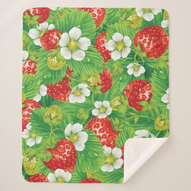 Strawberry pattern sherpa blanket (Front)