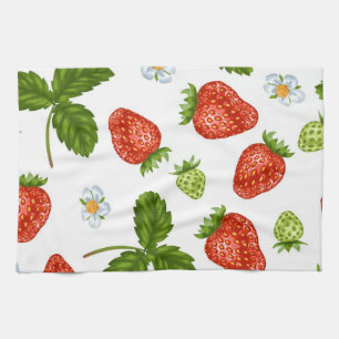 Strawberry pattern tea towel