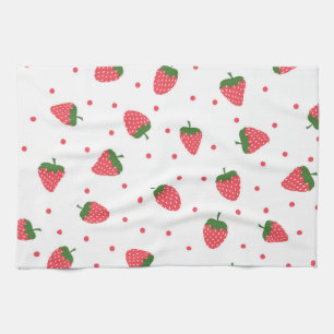 Strawberry pattern tea towel