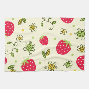 Strawberry pattern tea towel
