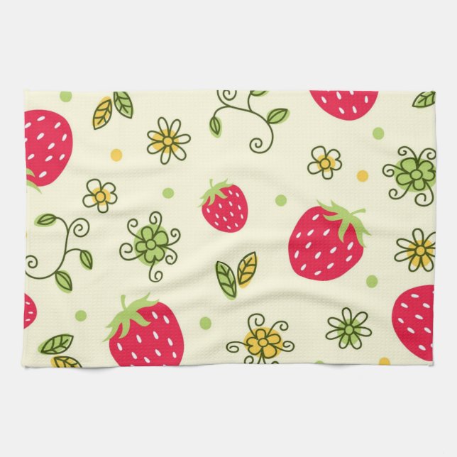 Strawberry pattern tea towel (Horizontal)