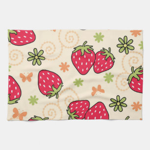 Strawberry pattern tea towel