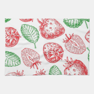 Strawberry pattern tea towel