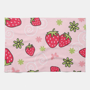 Strawberry pattern tea towel