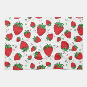 Strawberry pattern tea towel