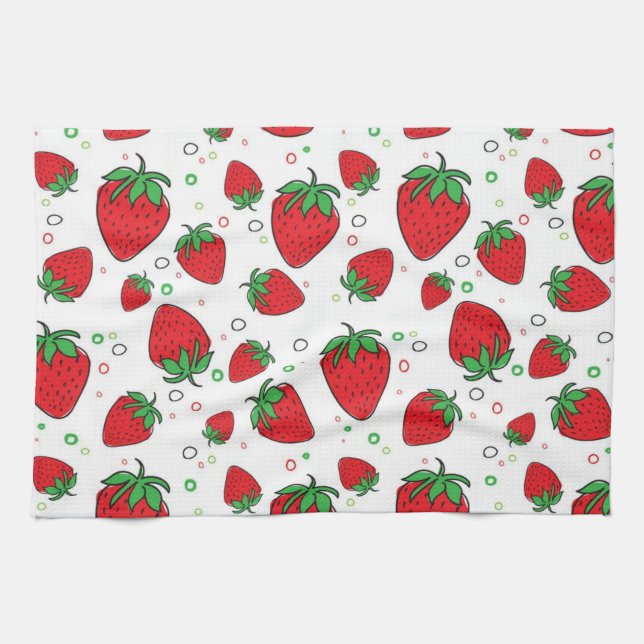 Strawberry pattern tea towel (Horizontal)