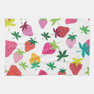Strawberry pattern tea towel