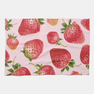 Strawberry pattern tea towel