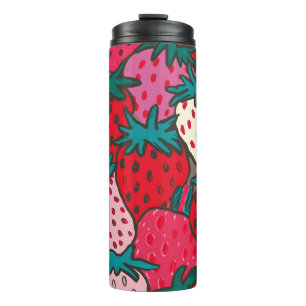 Strawberry Pattern Thermal Tumbler