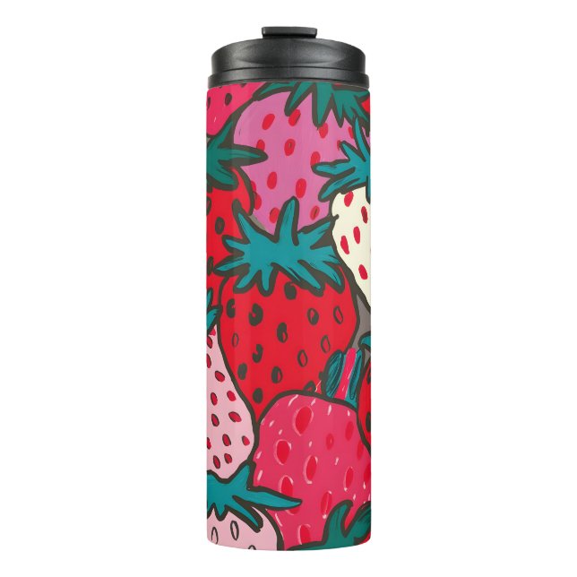 Strawberry Pattern Thermal Tumbler (Front)