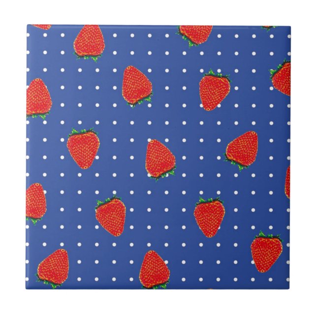 strawberry pattern with dots ceramic tile (Front)