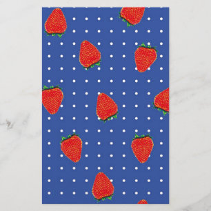 strawberry pattern with dots stationery