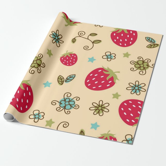 Strawberry pattern wrapping paper (Unrolled)