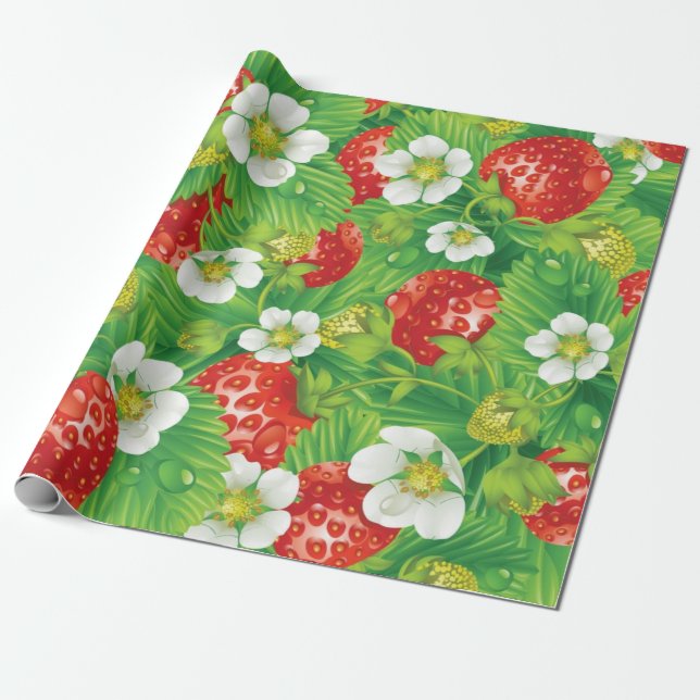 Strawberry pattern wrapping paper (Unrolled)