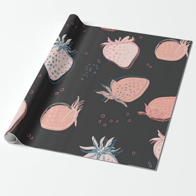Strawberry pattern wrapping paper (Unrolled)