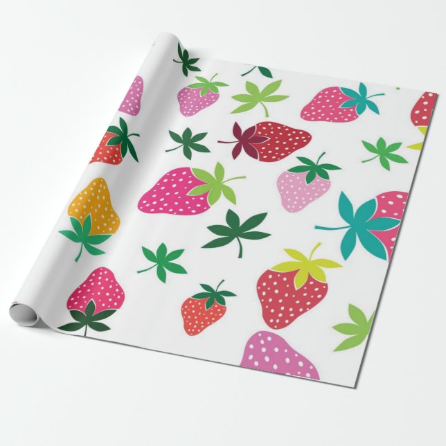 Strawberry pattern wrapping paper (Unrolled)