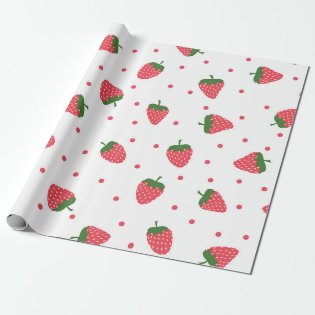Strawberry pattern wrapping paper (Unrolled)
