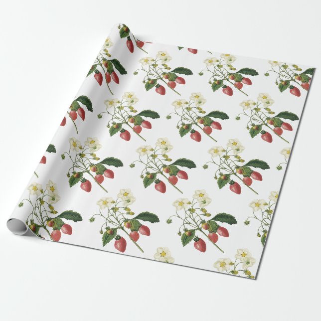 Strawberry Pattern Wrapping Paper (Unrolled)