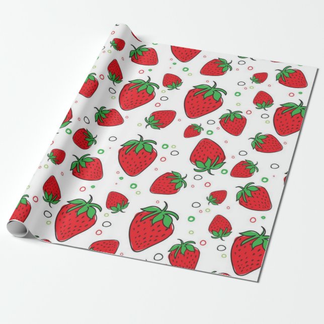 Strawberry pattern wrapping paper (Unrolled)
