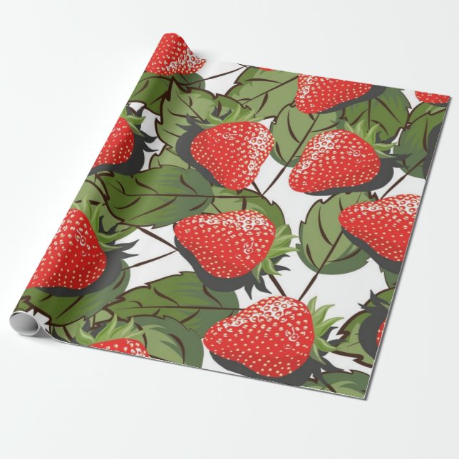 Strawberry pattern wrapping paper (Unrolled)