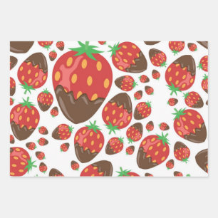 Strawberry pattern wrapping paper sheet