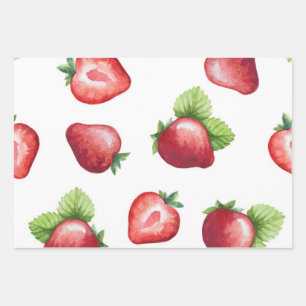 Strawberry pattern wrapping paper sheet