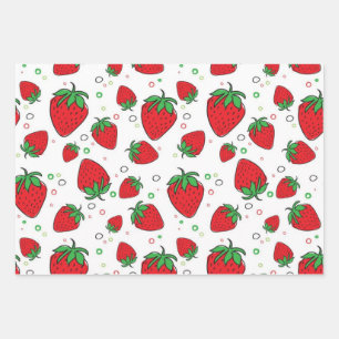 Strawberry pattern wrapping paper sheet