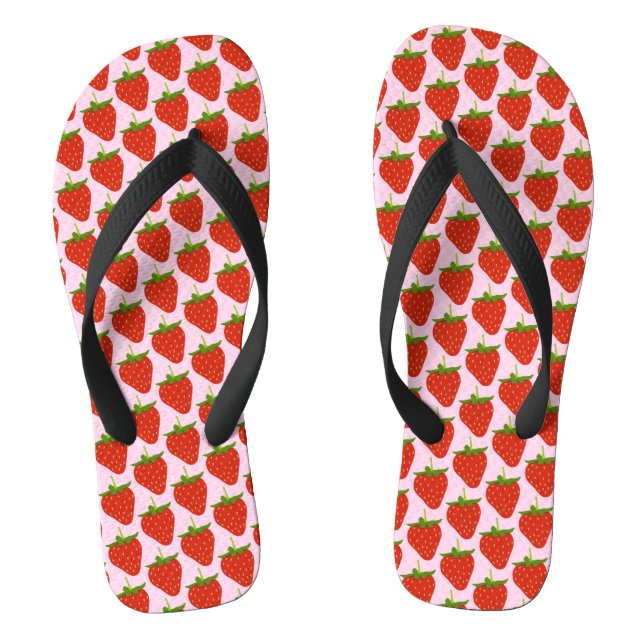 Strawberry Patterns Flip Flops (Footbed)