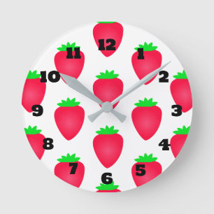 Strawberry Patterns Girls Boys Nursery Gift 2024 Round Clock