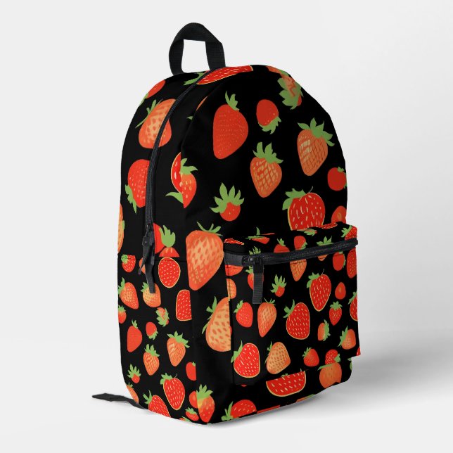 Strawberry patterns printed backpack (Back Corner Left)